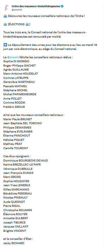 résultat des élections CNO